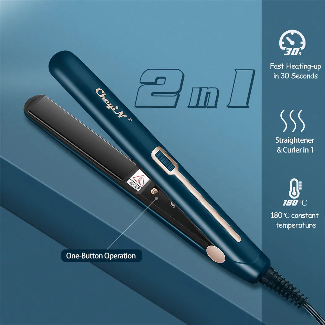 CkeyiN Mini 2 in 1 Hair Straightener and Curler – Portable Constant Temperature Flat Iron